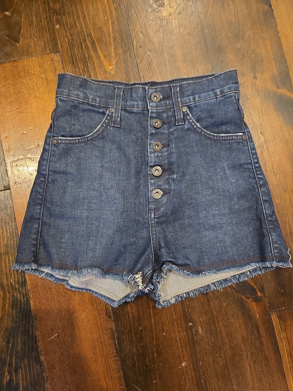 James Jeans Womens Button Fly High Waist Denim Shorts Blue Size 24 Made In USA